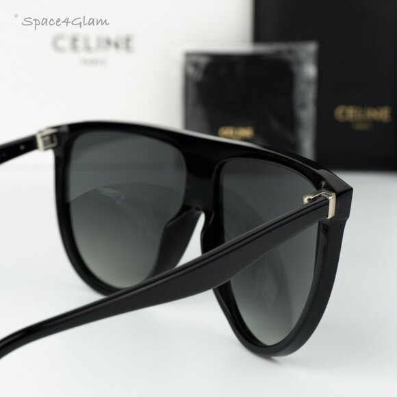 BRAND NEW Celine CL4006IN 01P Shiny Black Gradient Green Geometric Sunglasses - Picture 5 of 10